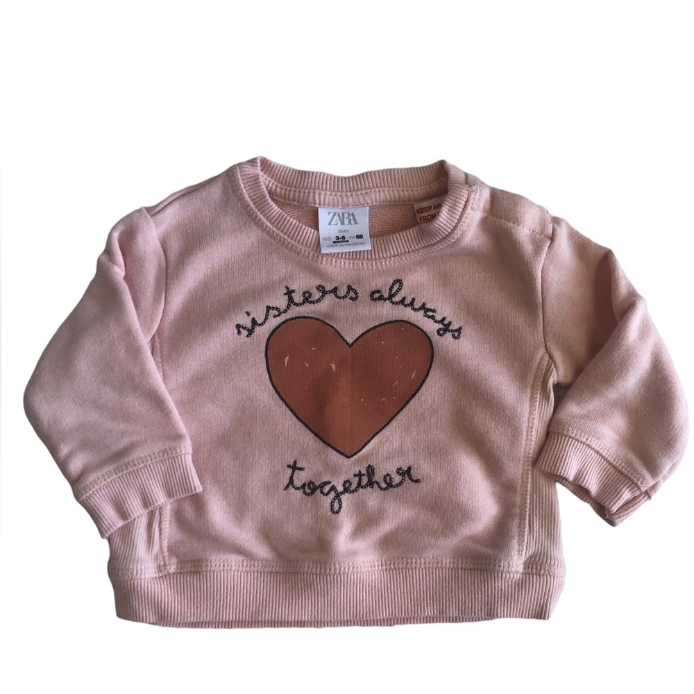 Valentines Zara Sisters Always Together 3-6 mo sweatshirt